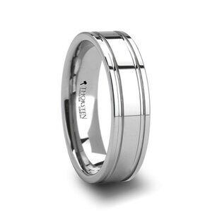 Tungsten Wedding Band with Dual Offset Grooves - 6mm  Anchorage  Sz 9